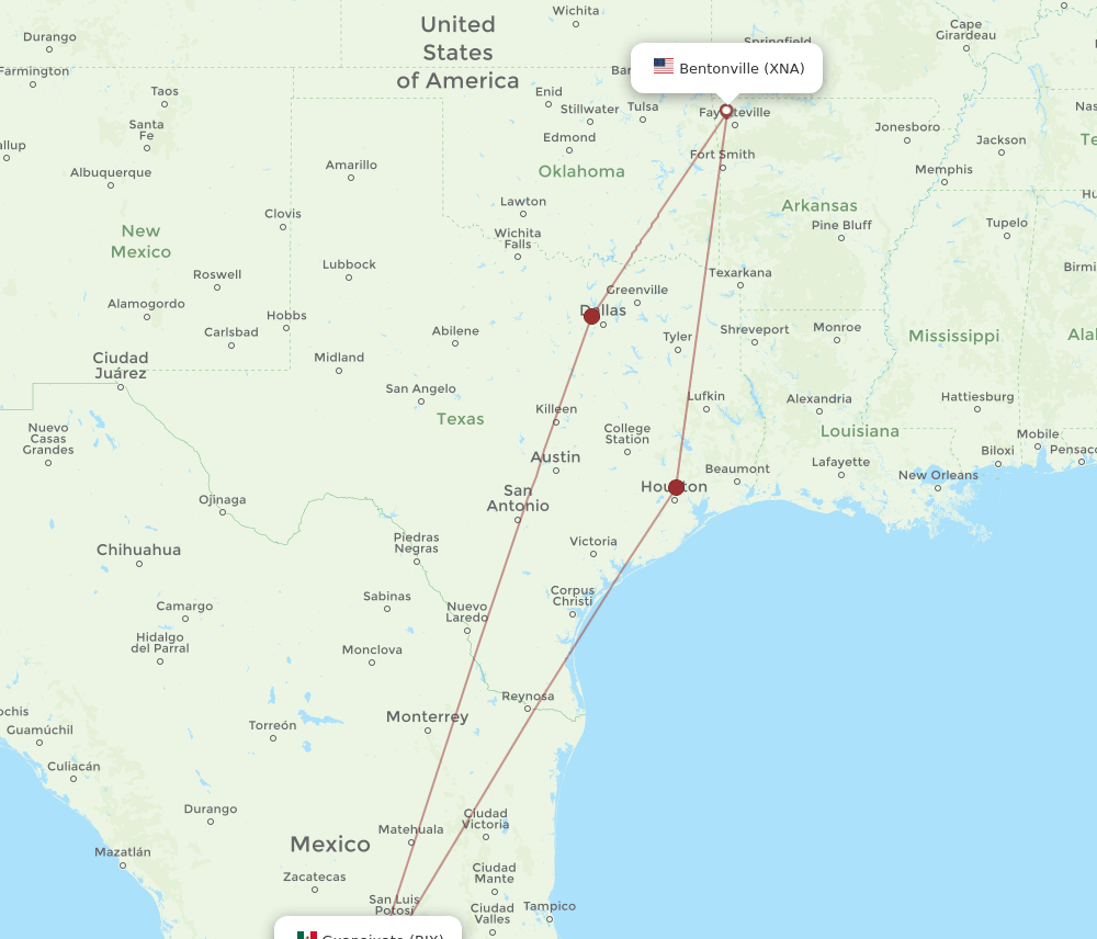 XNA-BJX flight routes