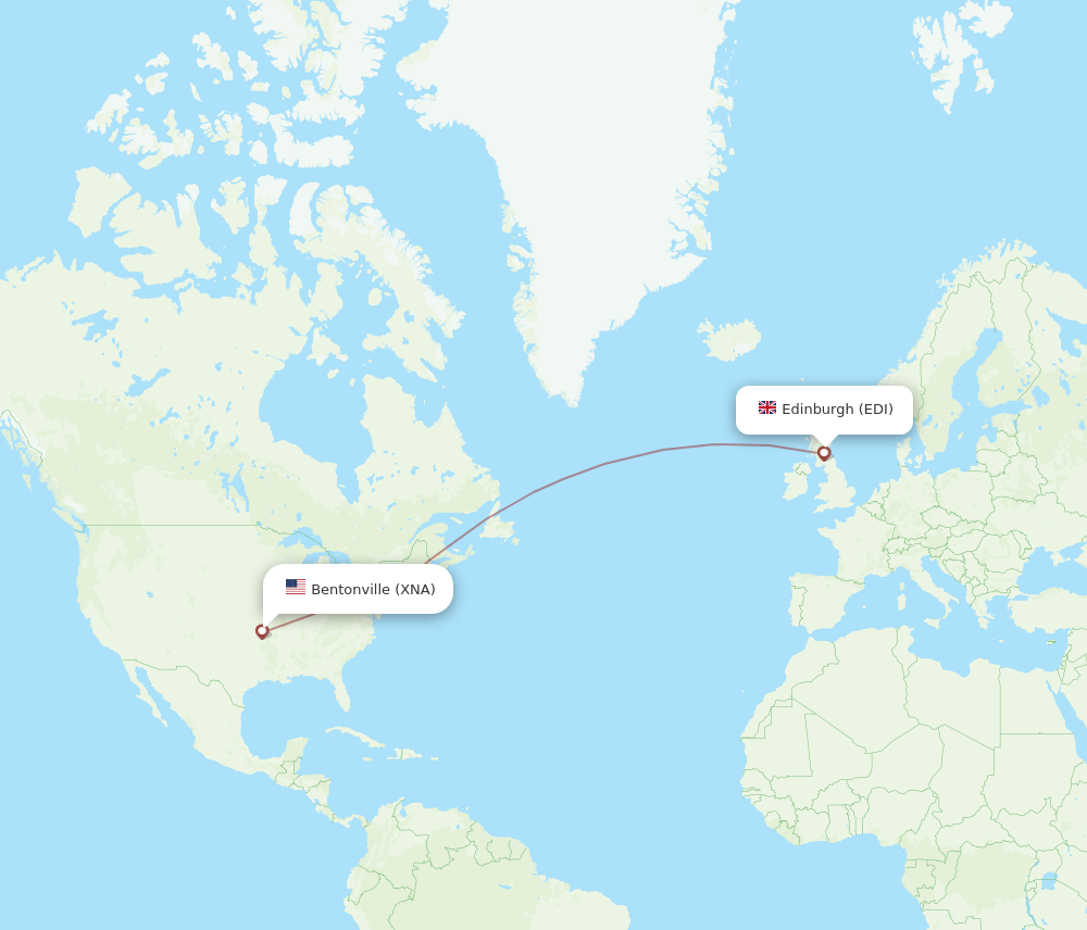 XNA to EDI flights and routes map