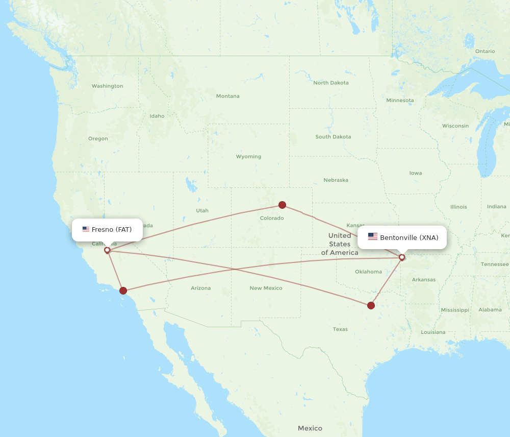 XNA to FAT flights and routes map