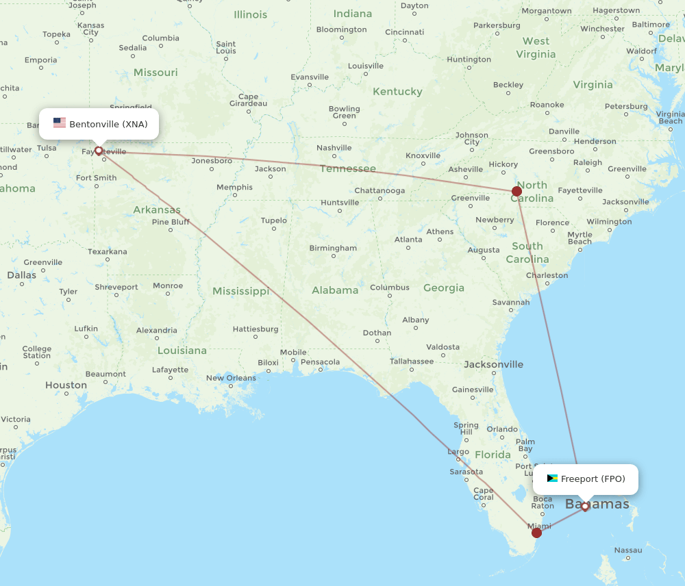 XNA-FPO flight routes