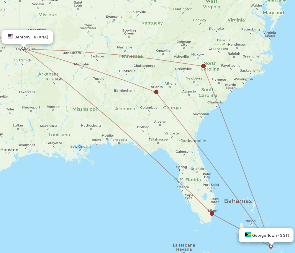 XNA-GGT flight routes