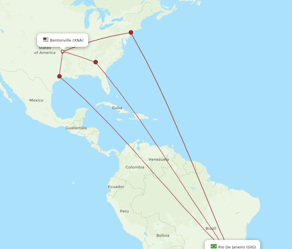 XNA-GIG flight routes