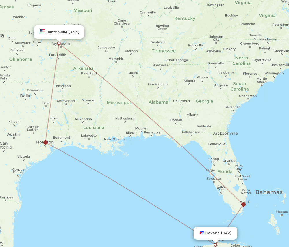 XNA-HAV flight routes