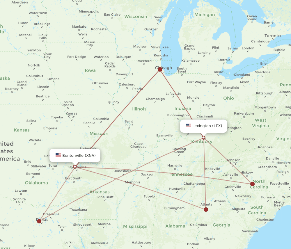 XNA-LEX flight routes