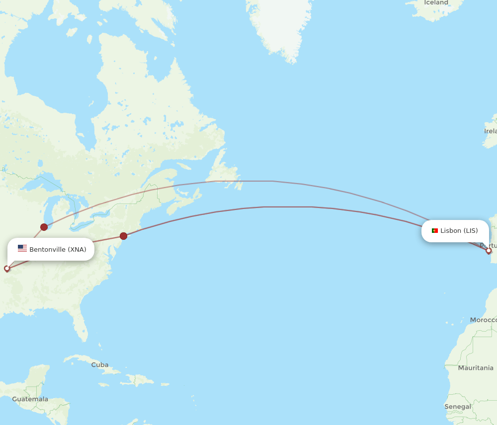 XNA-LIS flight routes