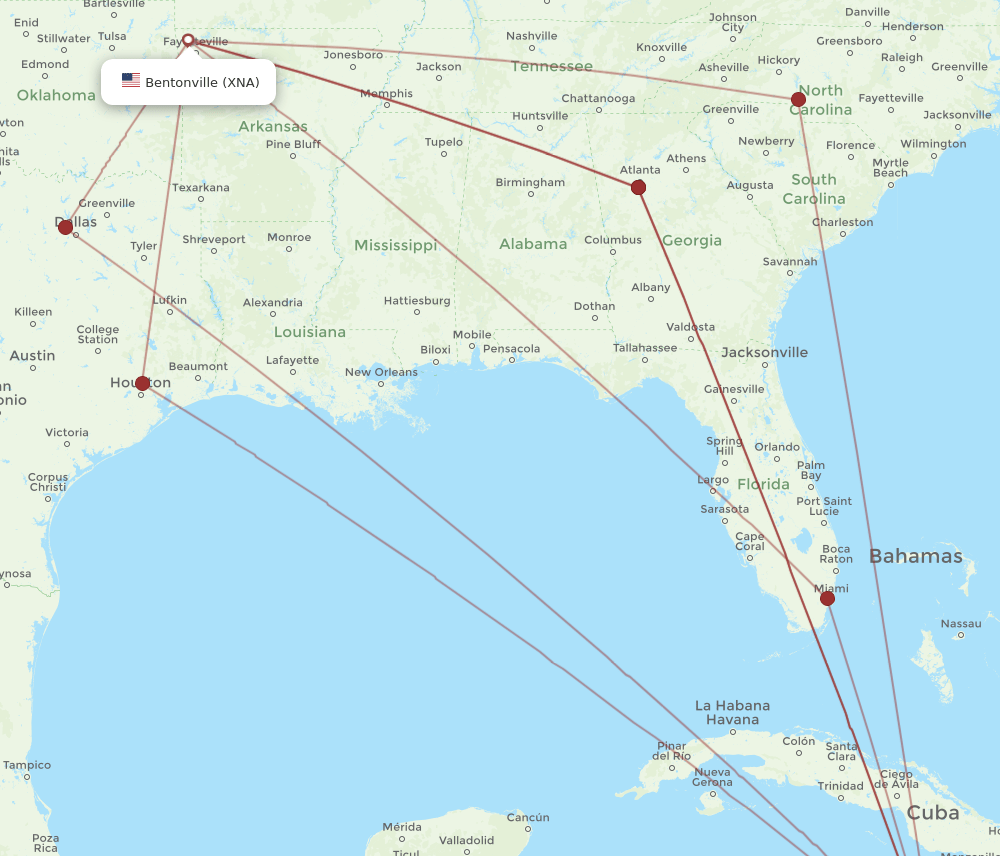 XNA-MBJ flight routes