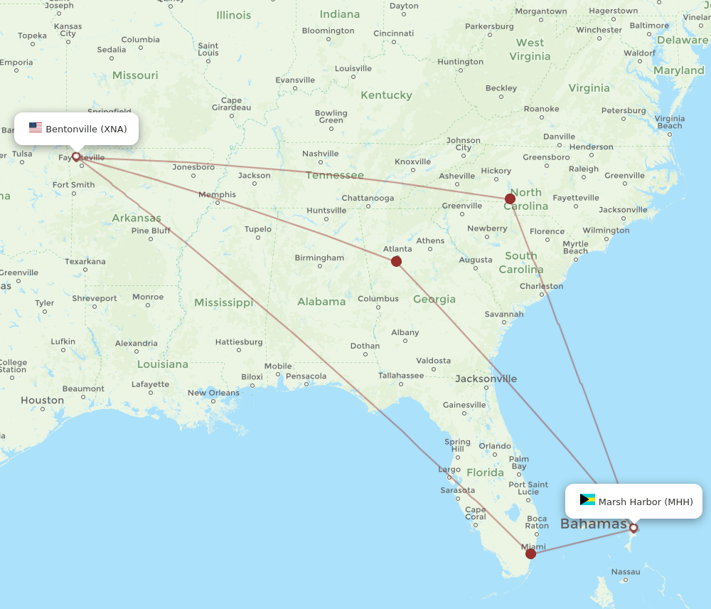 XNA-MHH flight routes
