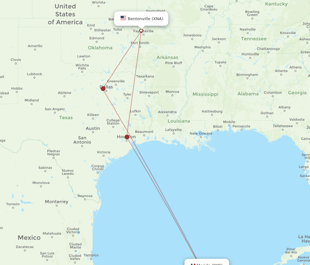 XNA-MID flight routes