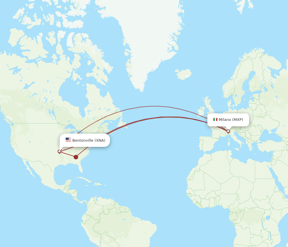 XNA-MXP flight routes