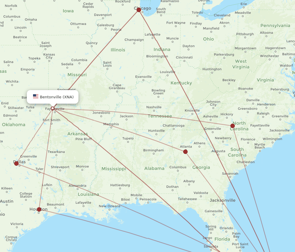 XNA to NAS flights and routes map