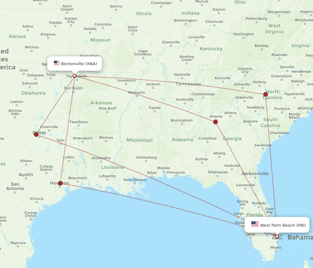 XNA-PBI flight routes