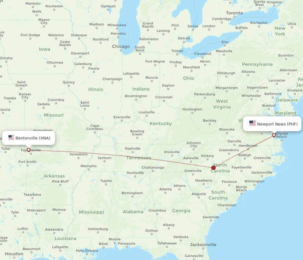 XNA-PHF flight routes