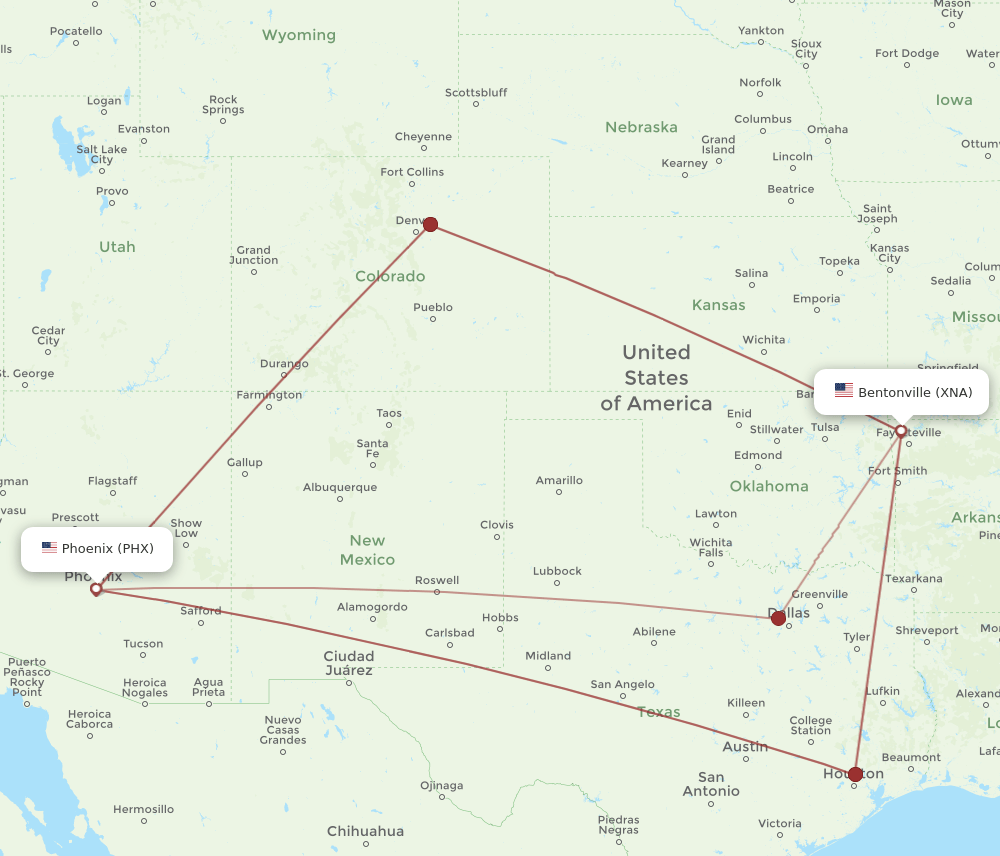 XNA-PHX flight routes