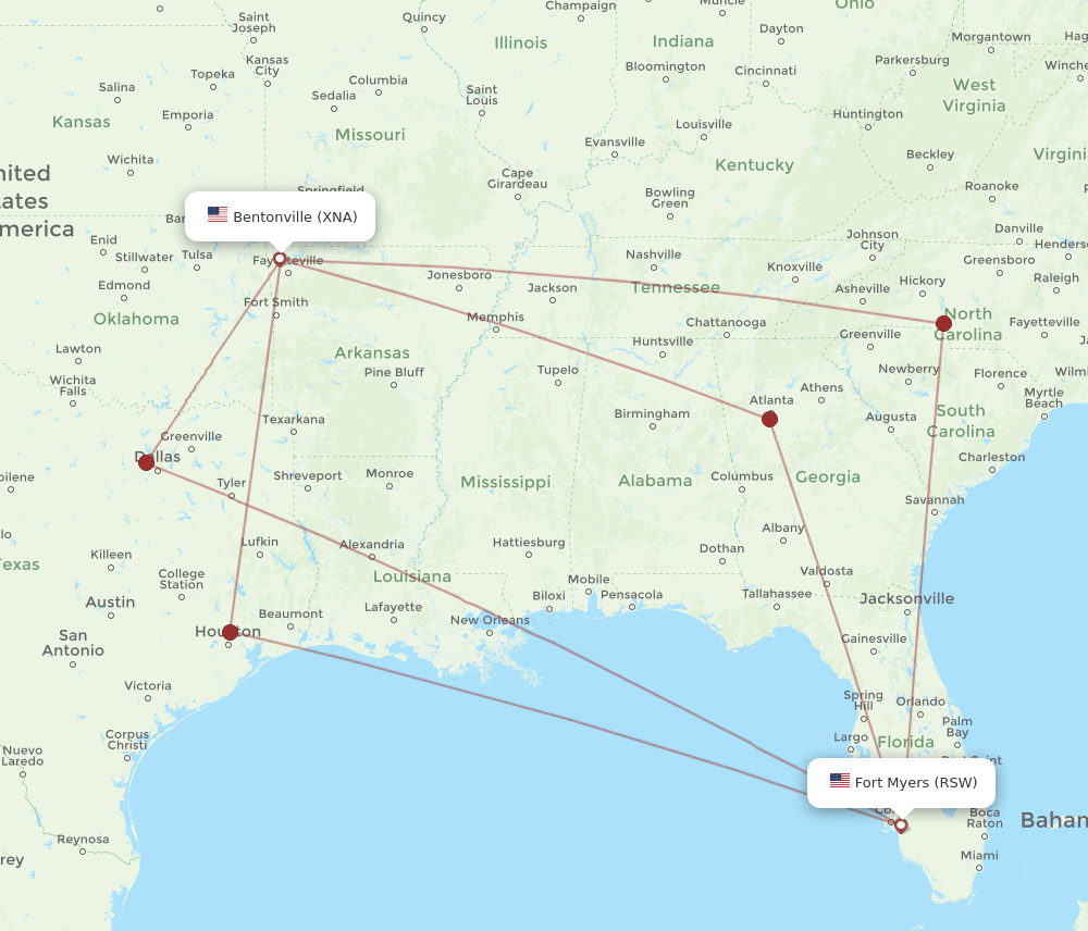 XNA-RSW flight routes