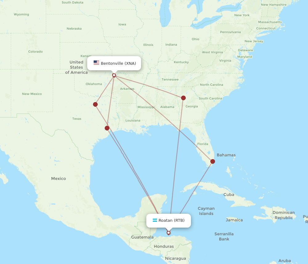 XNA-RTB flight routes