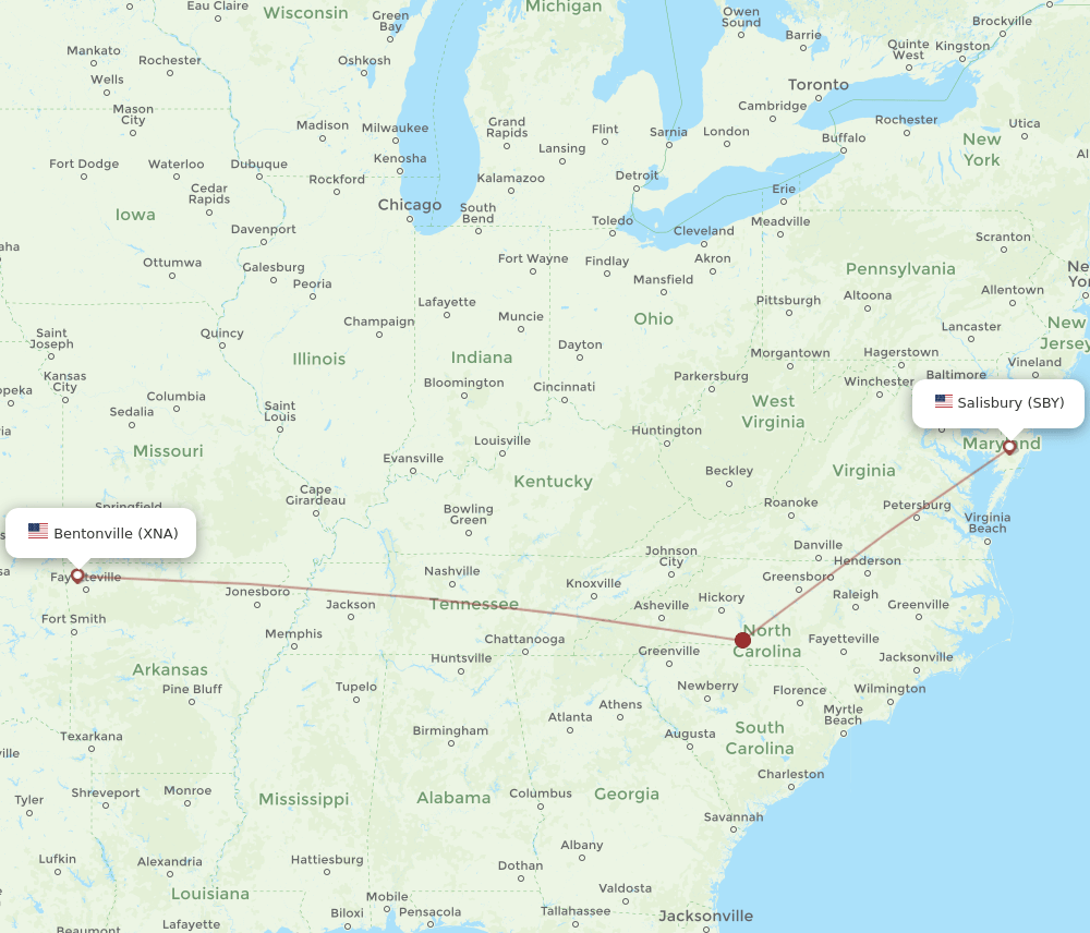 XNA-SBY flight routes