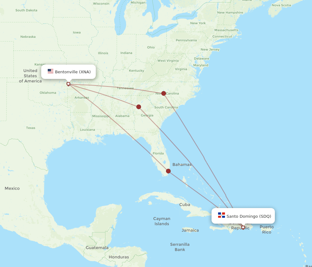 XNA-SDQ flight routes