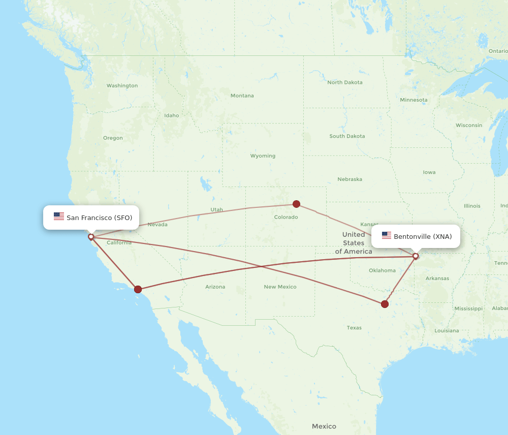 XNA-SFO flight routes