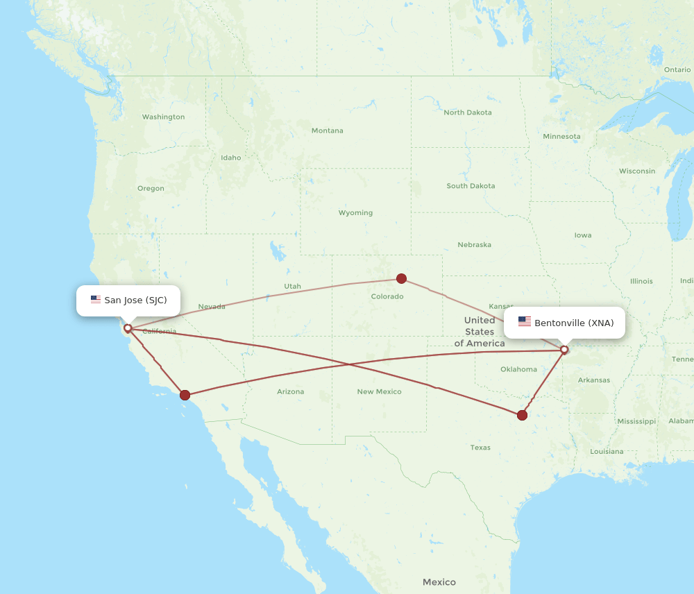 XNA-SJC flight routes