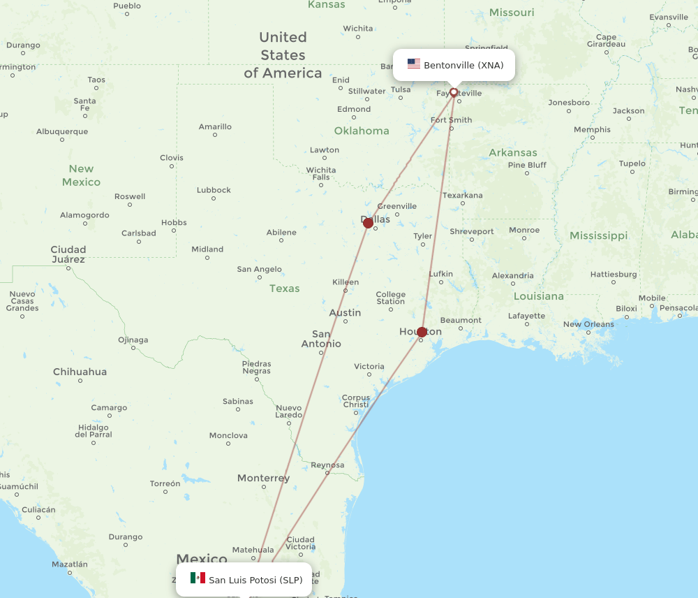 XNA-SLP flight routes