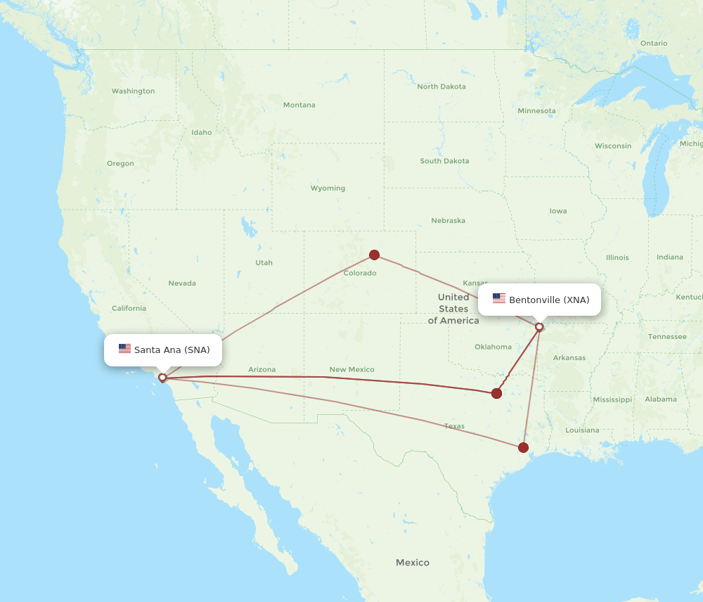 XNA-SNA flight routes