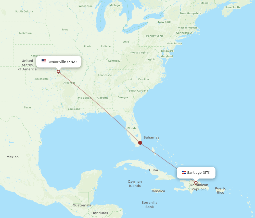 XNA to STI flights and routes map
