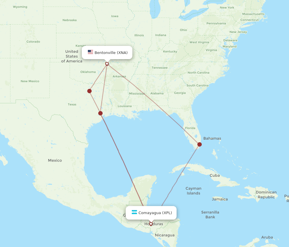 XNA to XPL flights and routes map