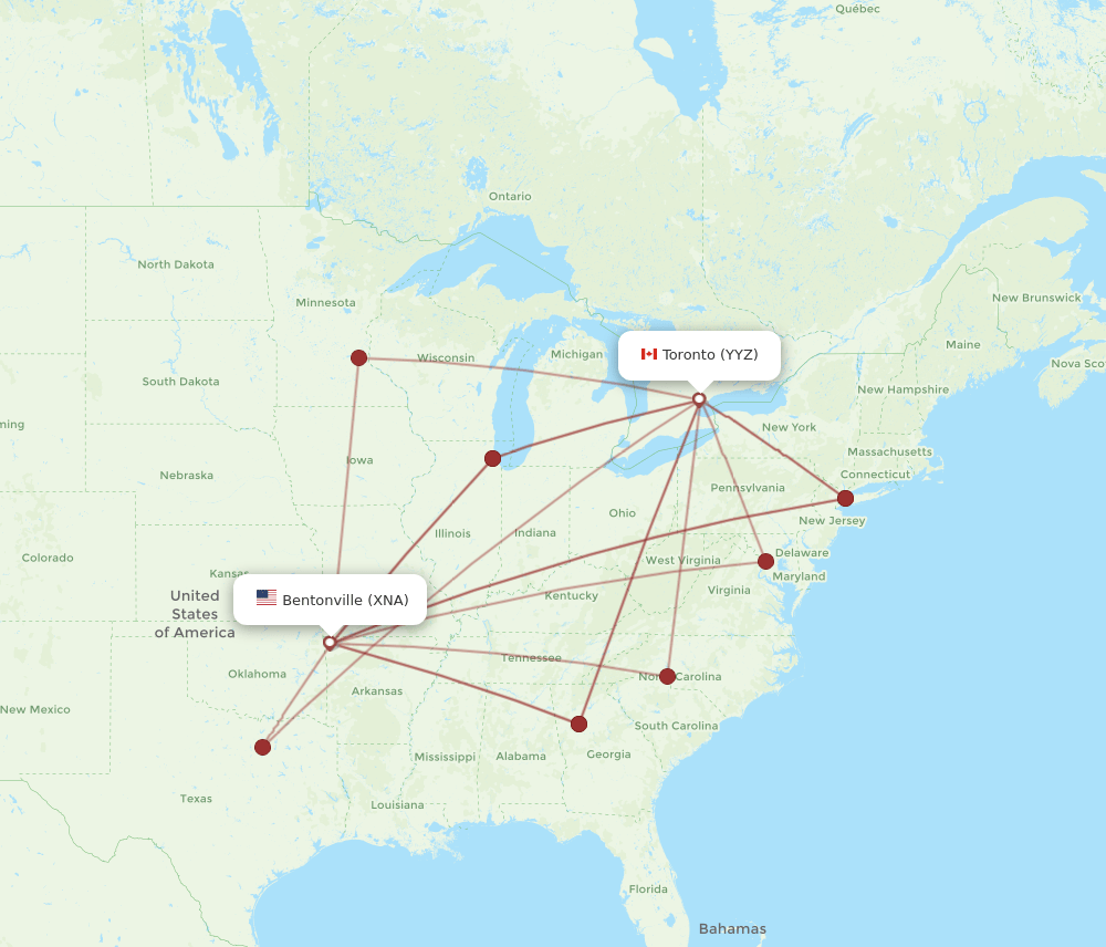 XNA-YYZ flight routes