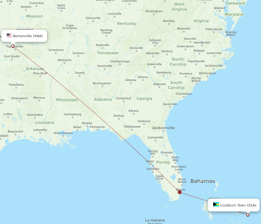 XNA-ZSA flight routes