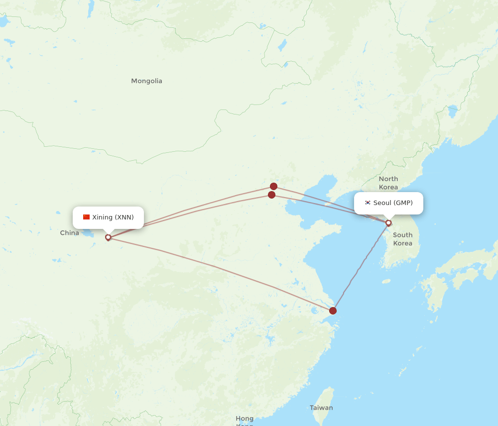 XNN to GMP flights and routes map