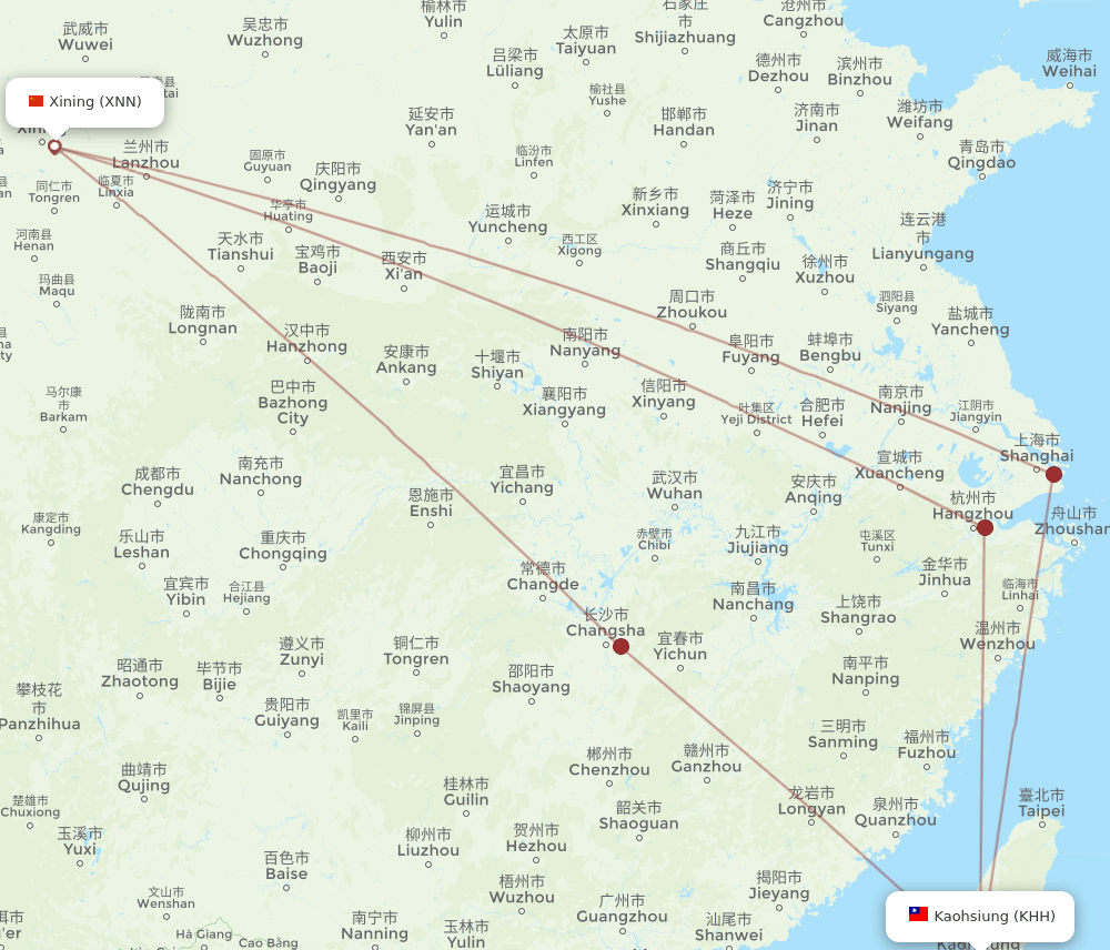 XNN-KHH flight routes