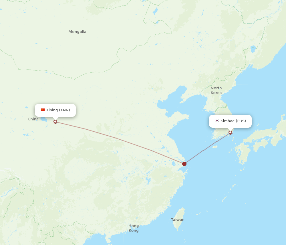 XNN to PUS flights and routes map