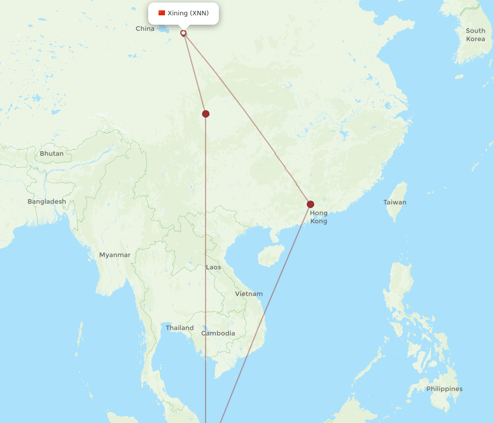 XNN-SIN flight routes