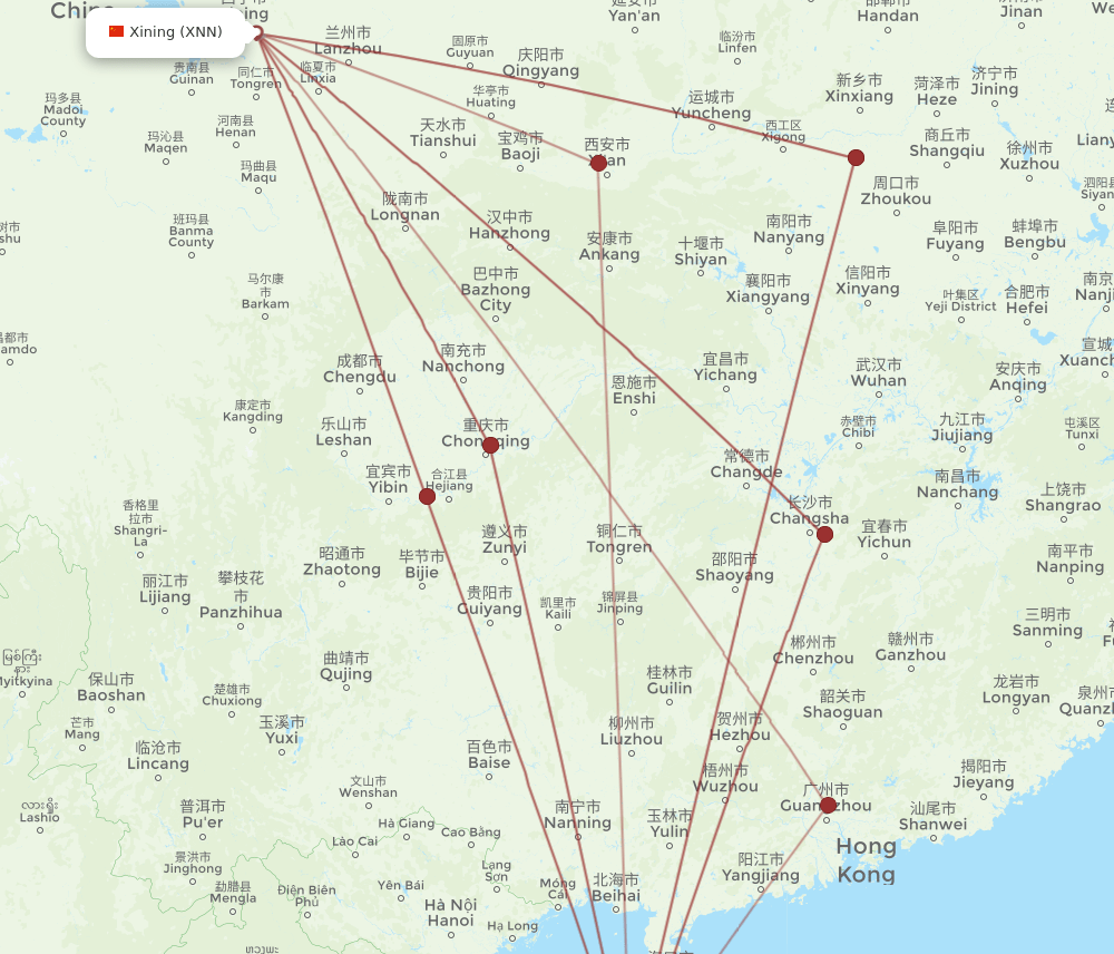 XNN-SYX flight routes