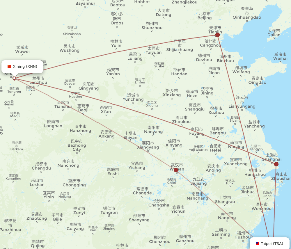 XNN-TSA flight routes