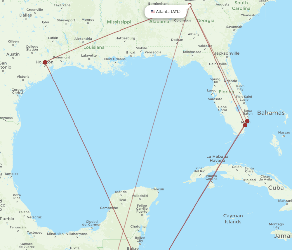 XPL-ATL flight routes