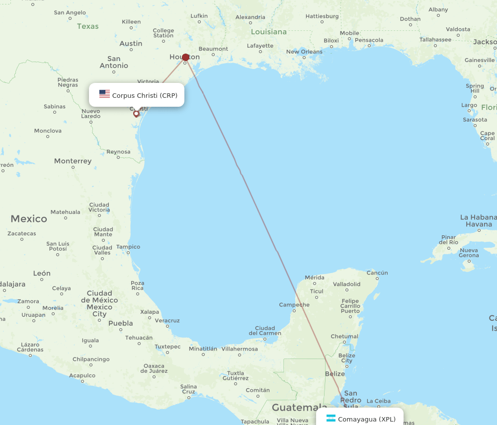 XPL to CRP flights and routes map