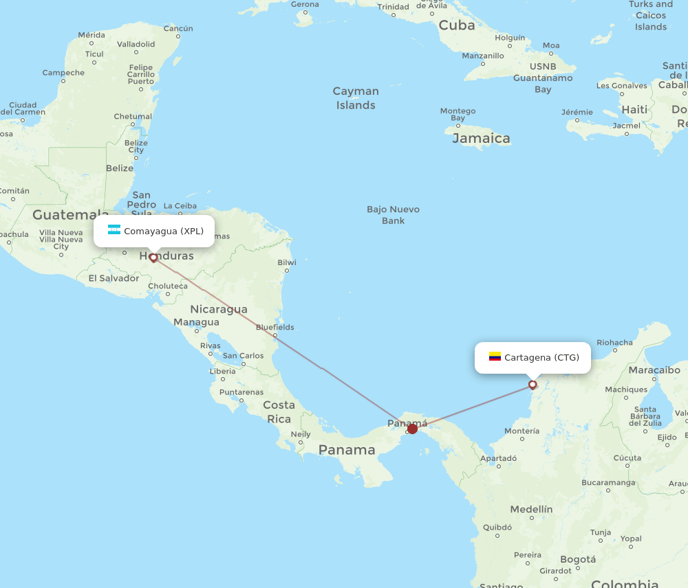 XPL-CTG flight routes