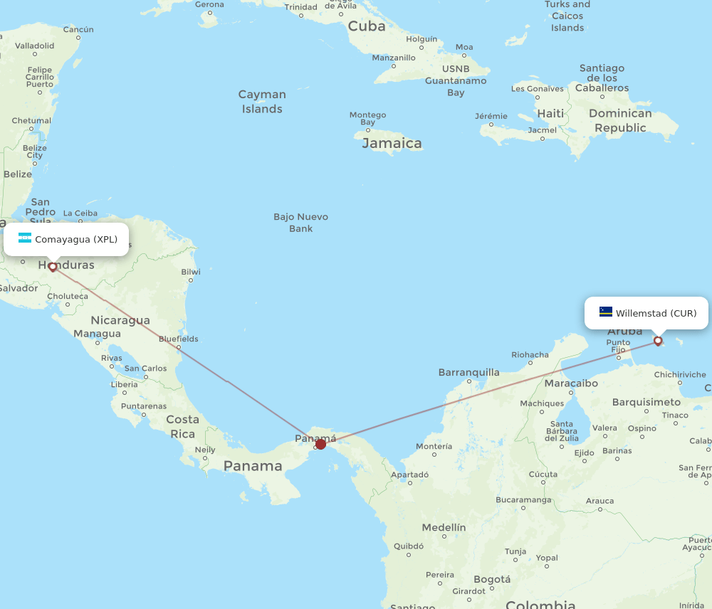 XPL-CUR flight routes