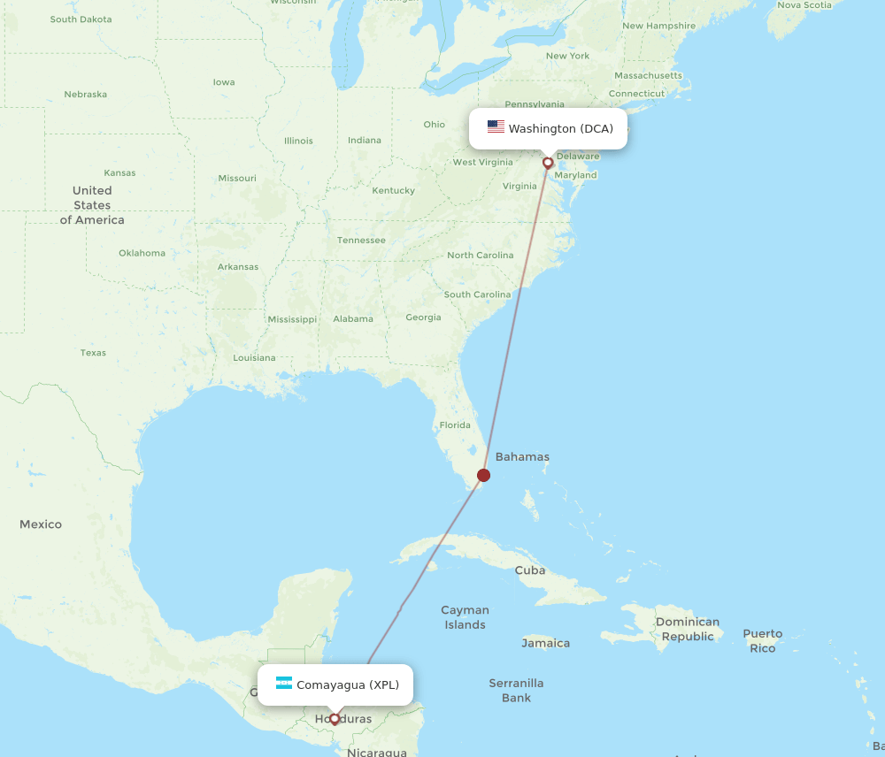 XPL-DCA flight routes