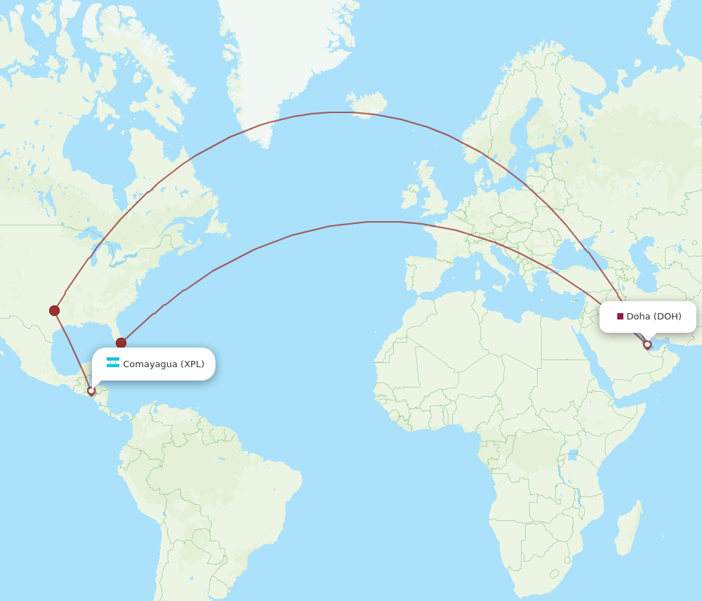 XPL-DOH flight routes