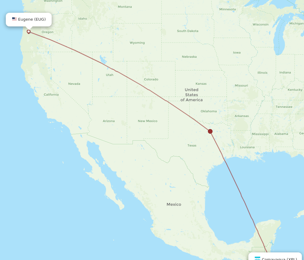 XPL-EUG flight routes