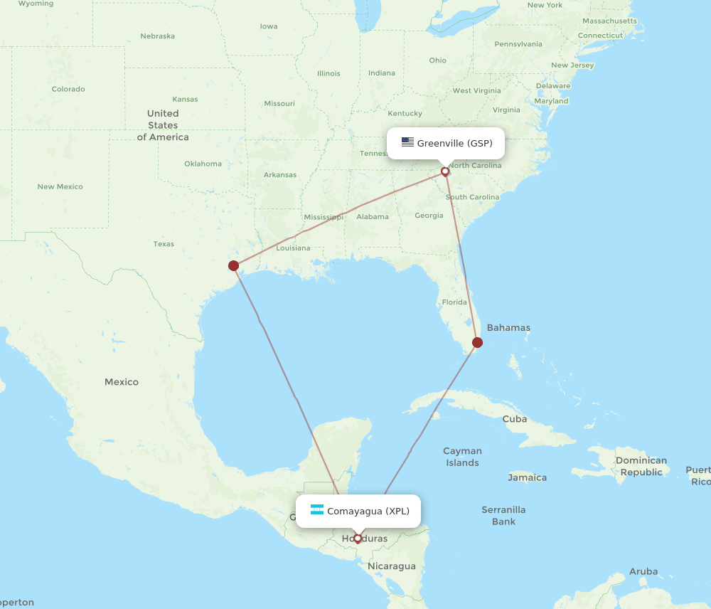 XPL-GSP flight routes