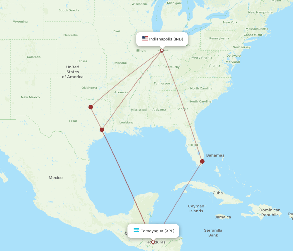 XPL-IND flight routes
