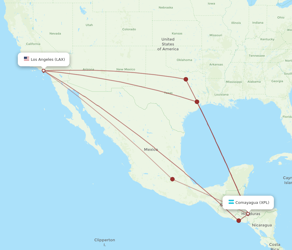 XPL-LAX flight routes