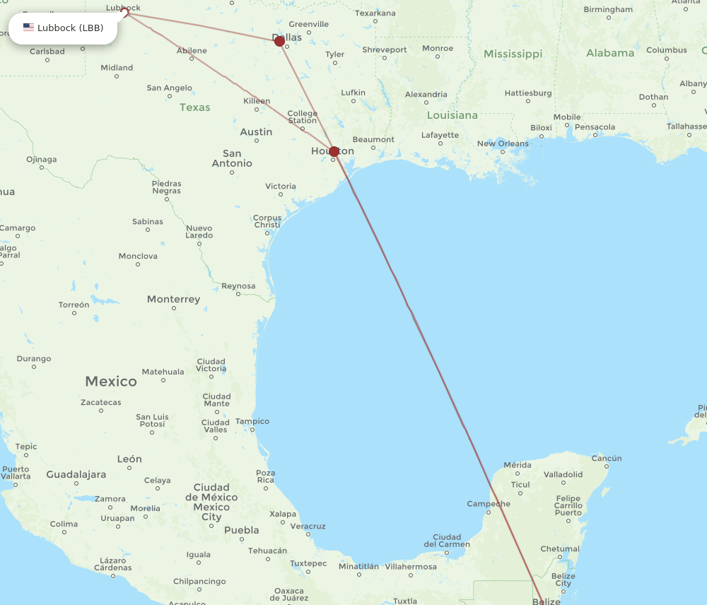 XPL to LBB flights and routes map
