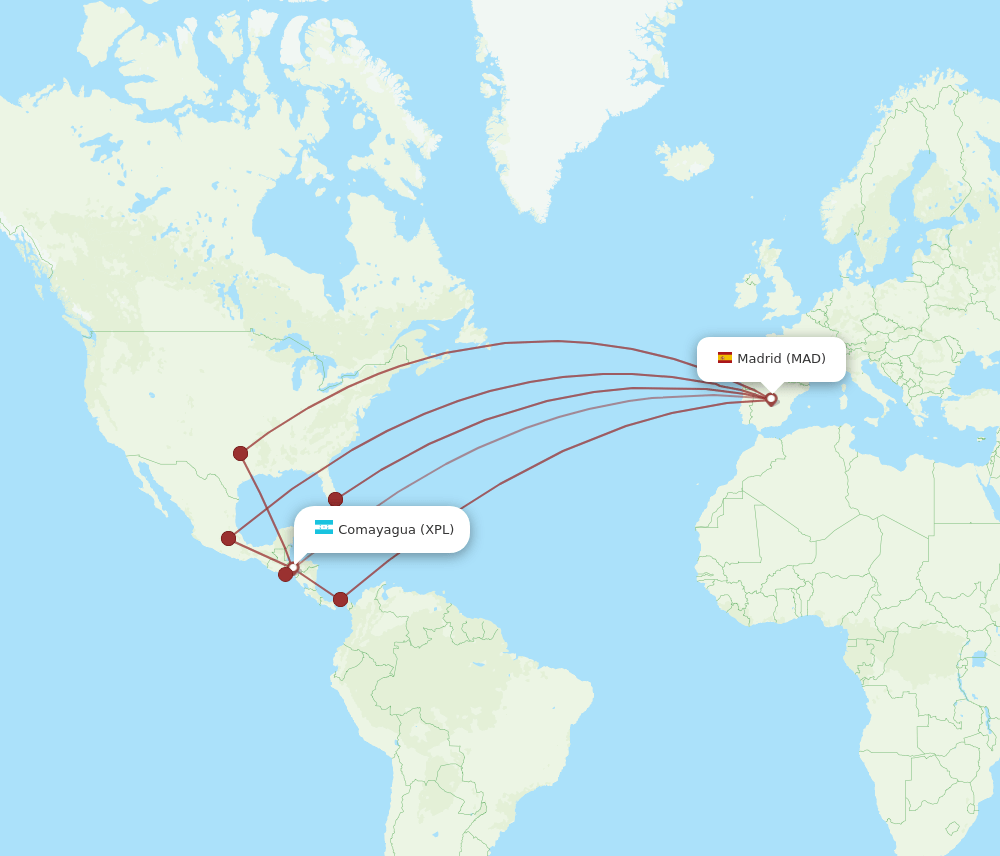 XPL to MAD flights and routes map