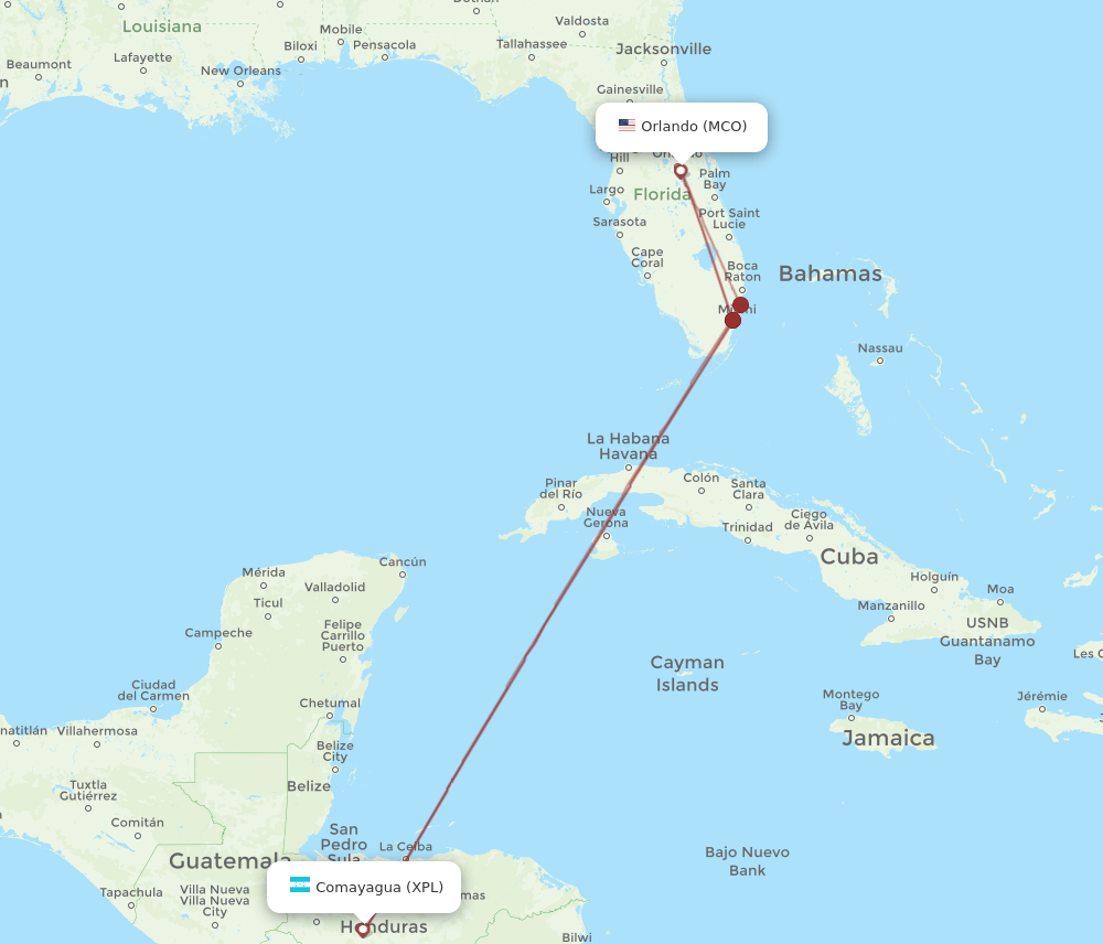 XPL to MCO flights and routes map