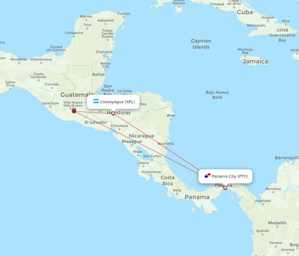 XPL to PTY flights and routes map