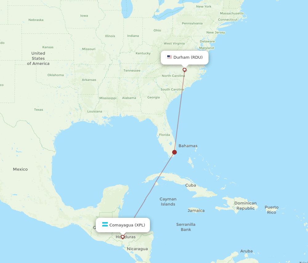 XPL-RDU flight routes